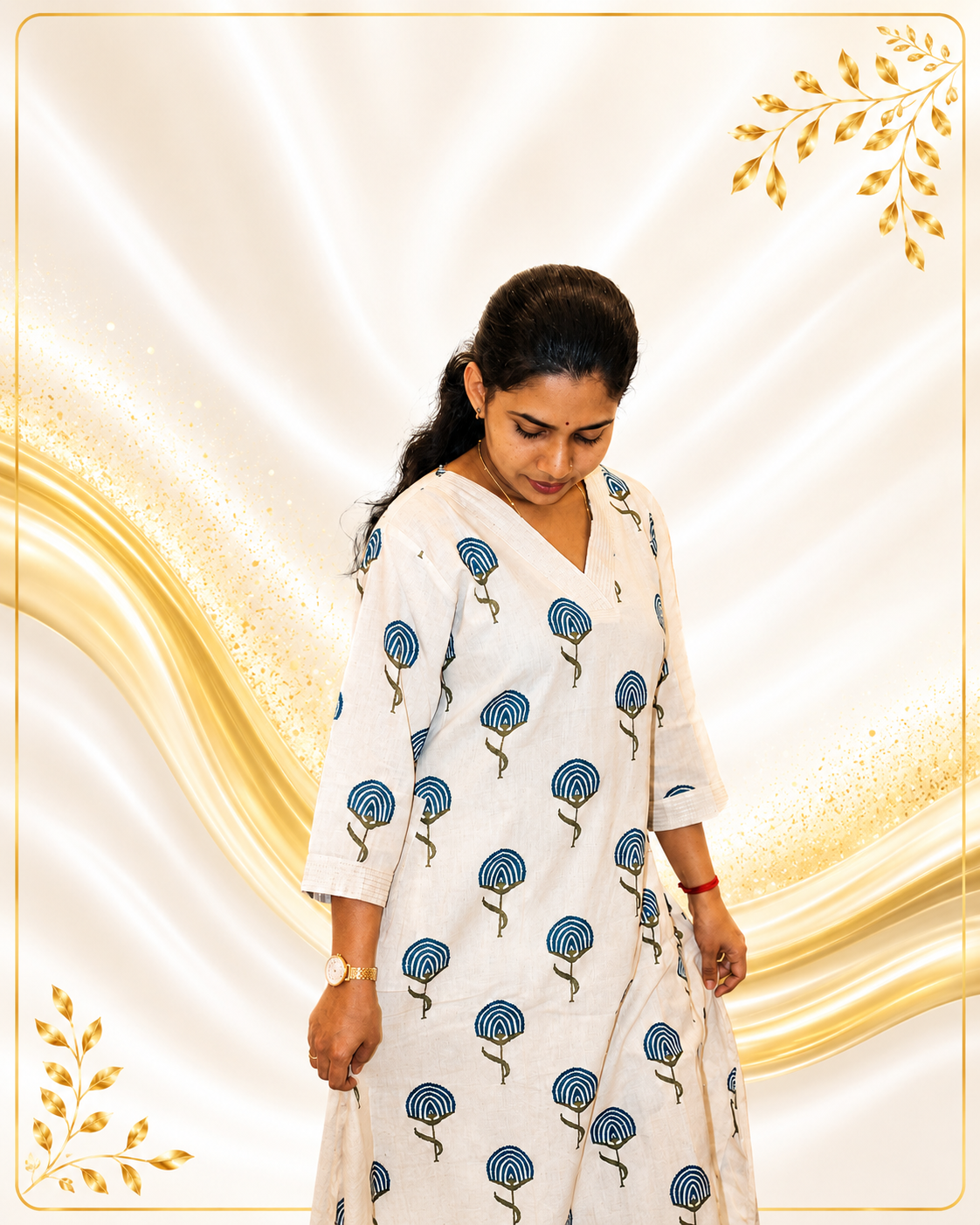 Rich Fabric Floral Prints Anarkkali with Palazzo