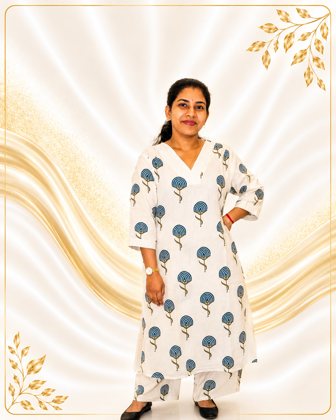 Rich Fabric Floral Prints Anarkkali with Palazzo